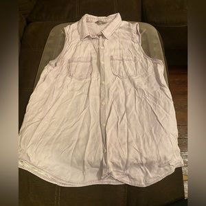🔴Rubbish Purple Sleeveless Collared Button Down Shirt